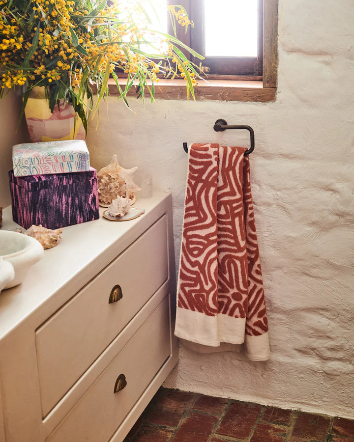 Kip & Co Kalaya Tjukurpa Sand Embossed Terry Bath Towel