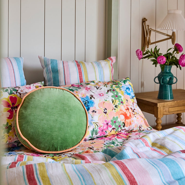 Kip & Co Pesto Velvet Pea Cushion