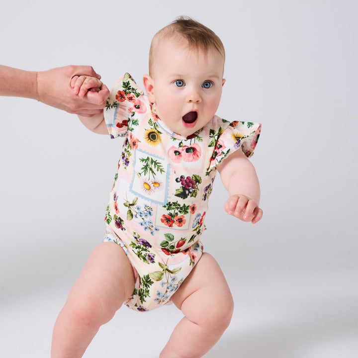 Kip & Co Sweet Life Organic Short Sleeve Frill Romper