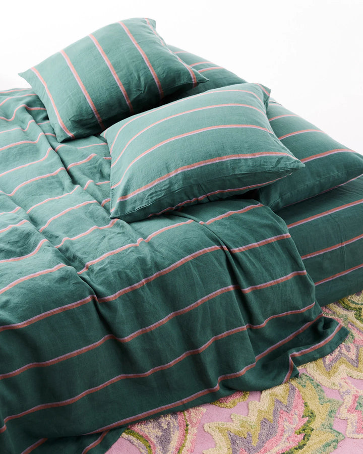 Kip & Co Wakame Crush Stripe Linen European Pillowcases