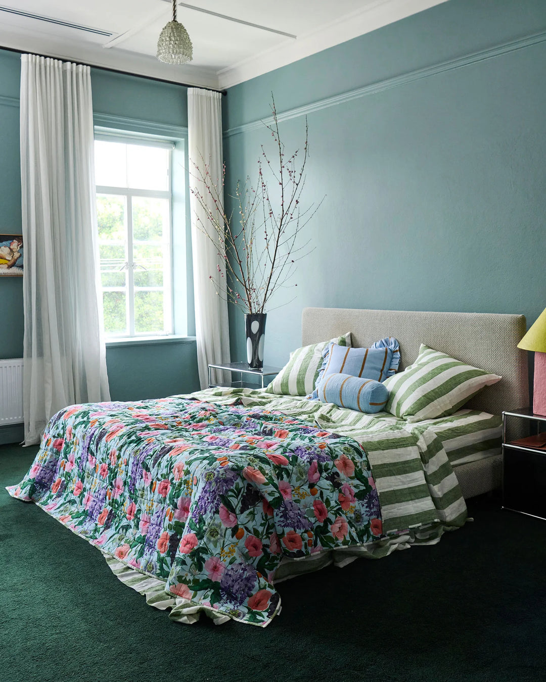 Kip & Co Spring In The Air Reversible Linen Quilted Bedspread