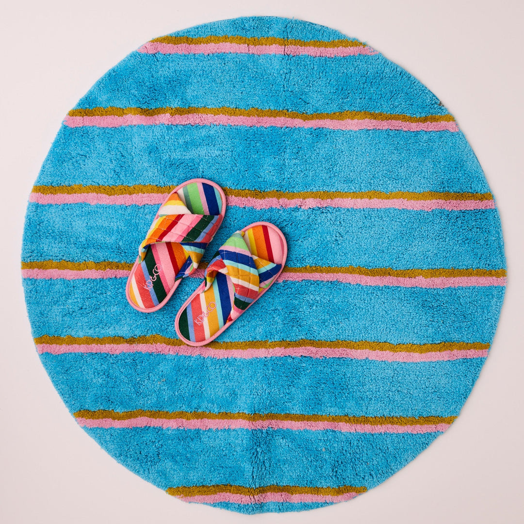 Kip & Co Aegean Stripe Round Bath Mat