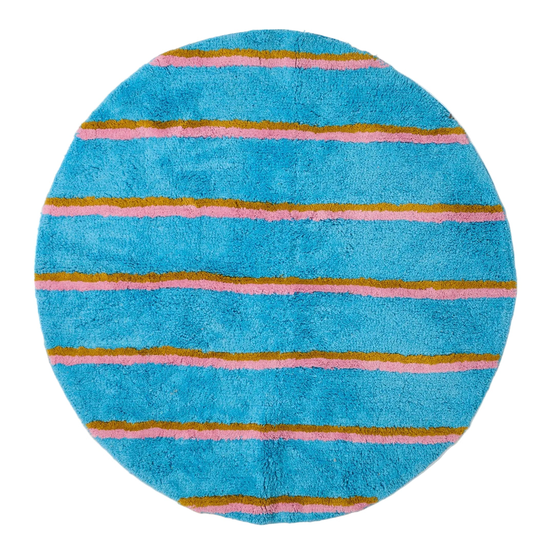 Kip & Co Aegean Stripe Round Bath Mat