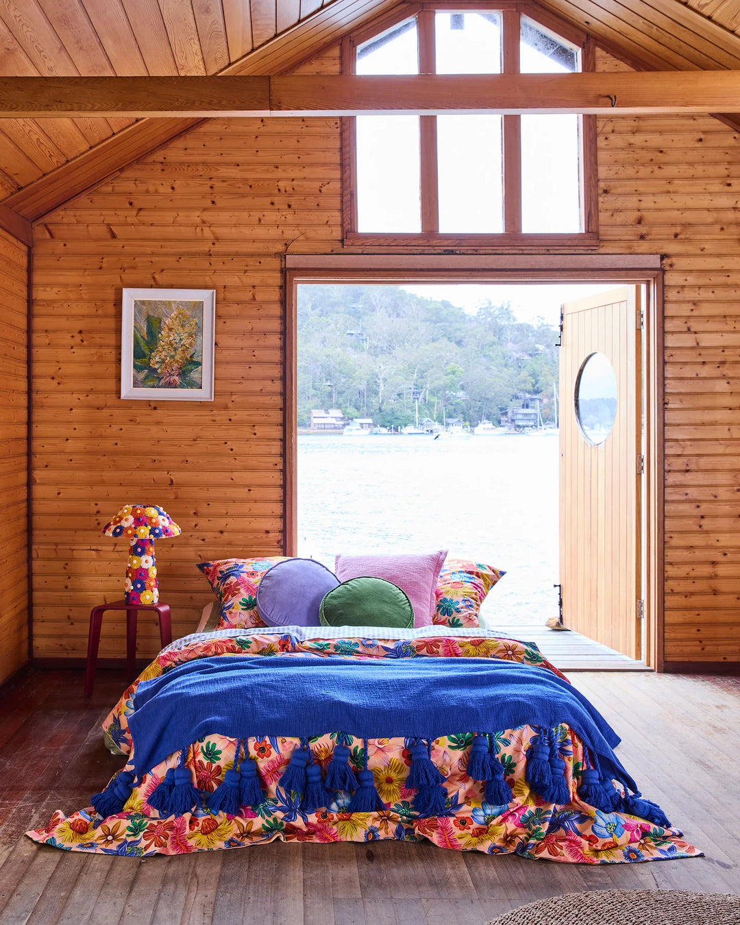 Kip & Co Campsite Velvet Pea Cushion