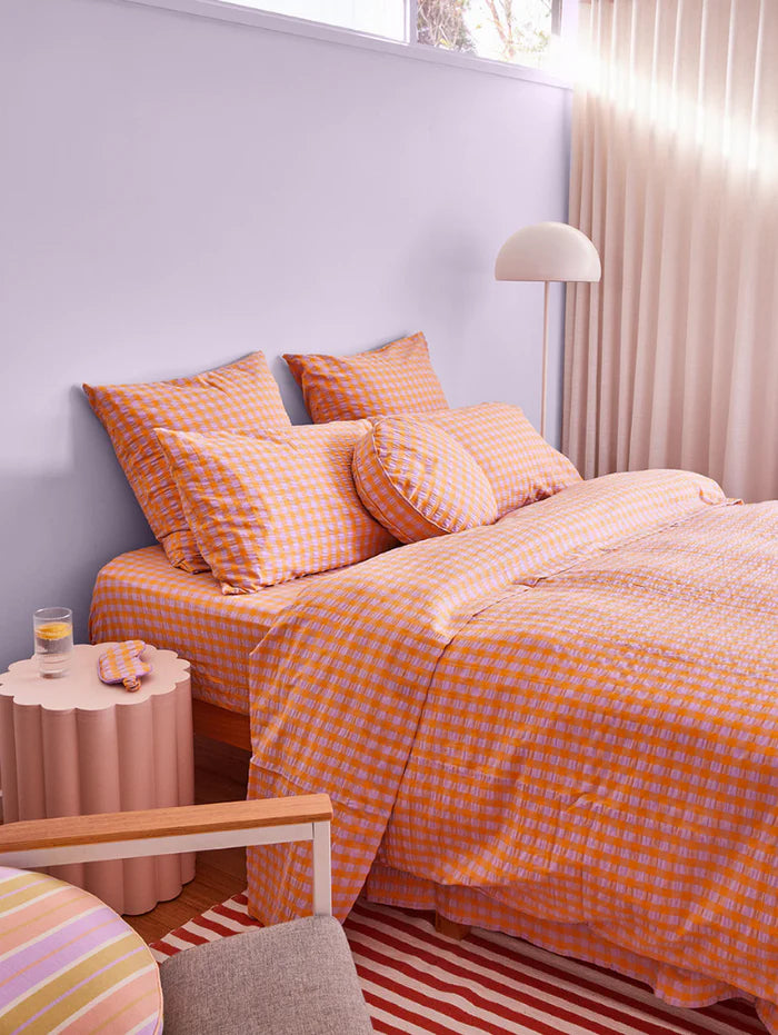 Mosey Me Kumquat Bloom Seersucker Euro Pillowcase Set
