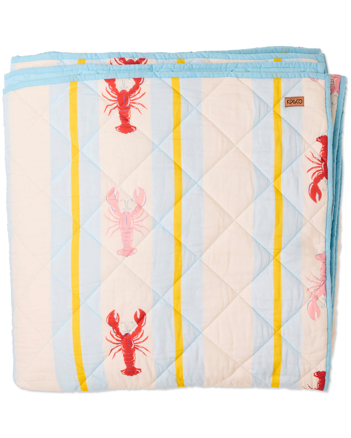 Kip & Co Lobster Fan Club Organic Cotton Quilted Bedspread