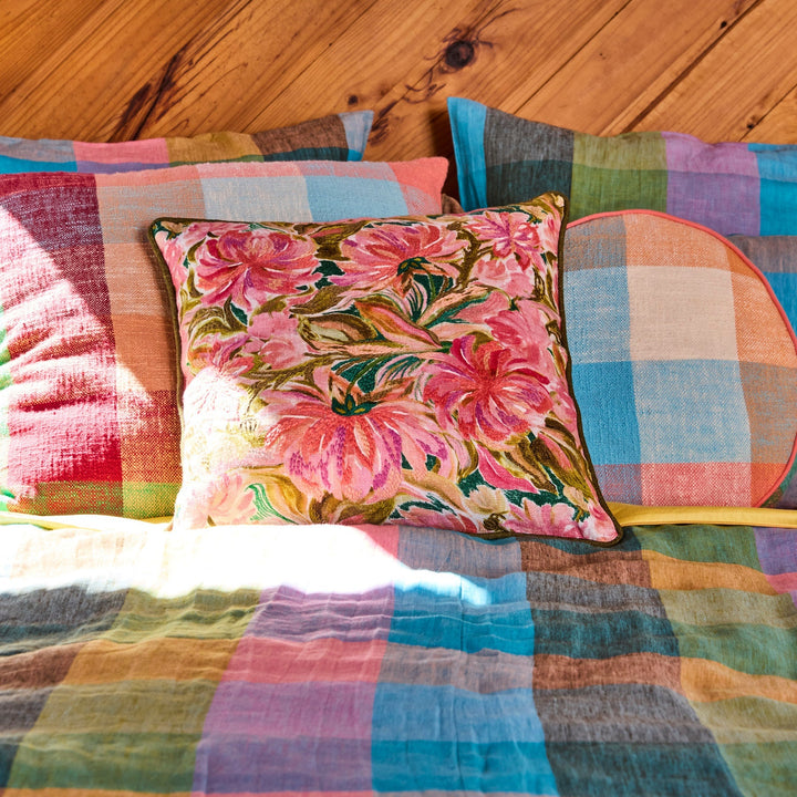 Kip & Co Warm Floral Breeze Embroidered Cushion