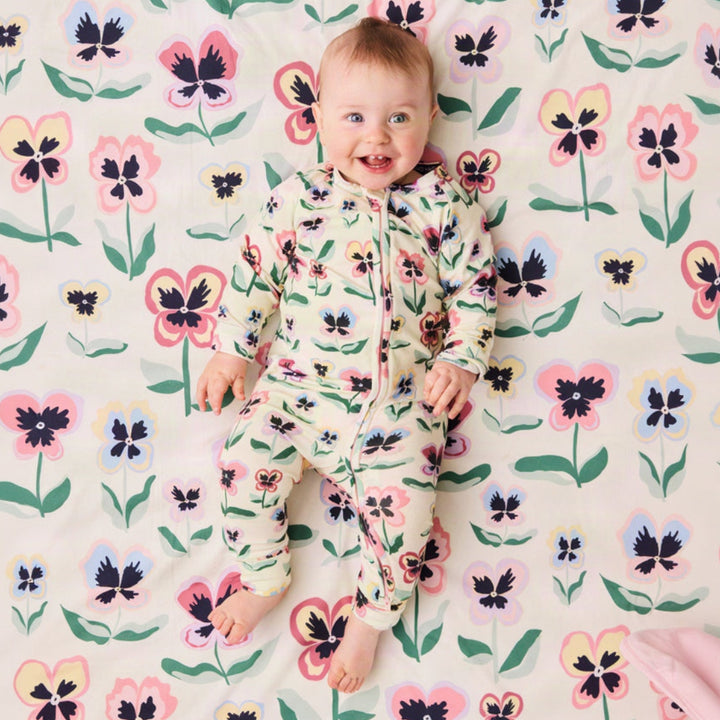 Kip & Co Pretty Pansy Organic Long Sleeve Zip Romper