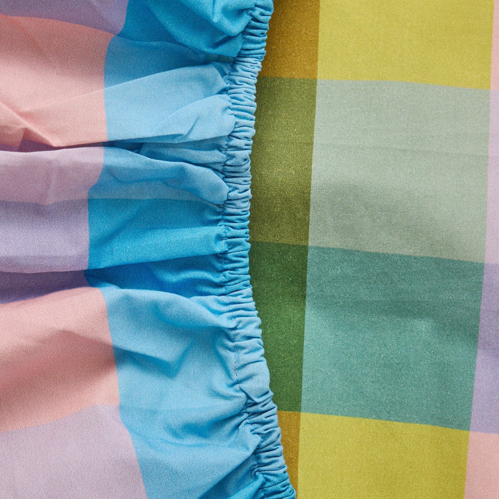 Kip & Co Sorbet Tartan Linen Fitted Sheet