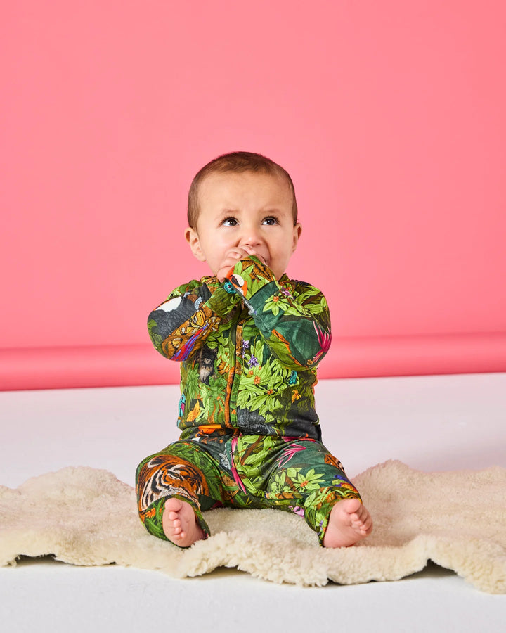 Kip & Co Jungle Life Organic Long Sleeve Zip Romper