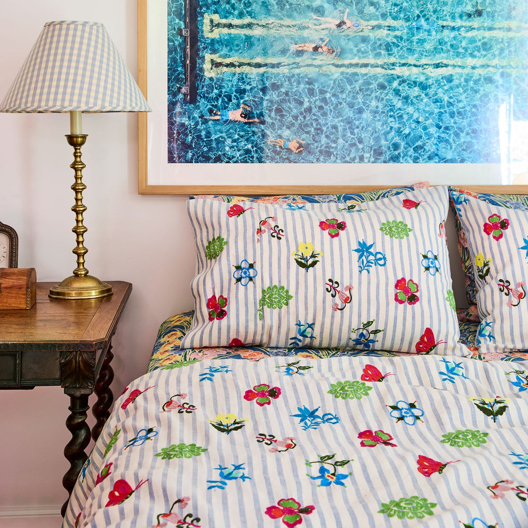 Kip & Co x Anna Spiro Malabar Floral Embroidered Linen Pillowcase