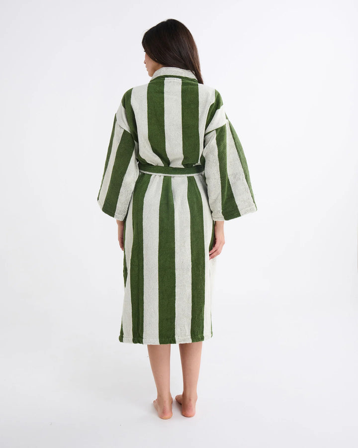 Kip & Co Moss Stripe Terry Bath Robe