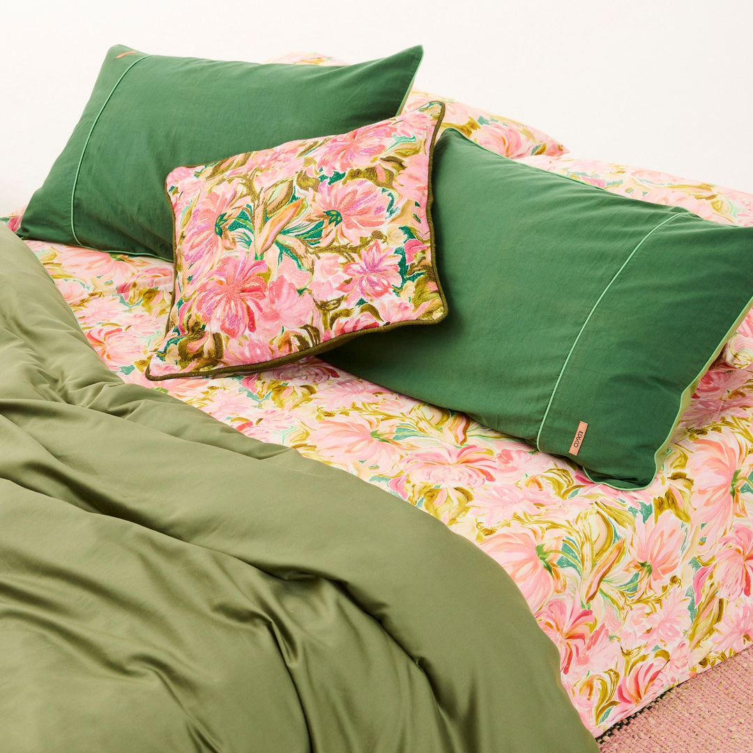 Kip & Co Warm Floral Breeze Embroidered Cushion