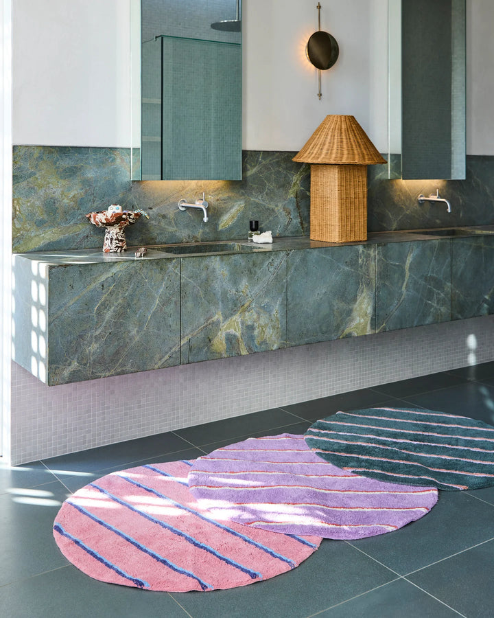 Kip & Co Lavender Field Stripe Bamboo Round Bath Mat