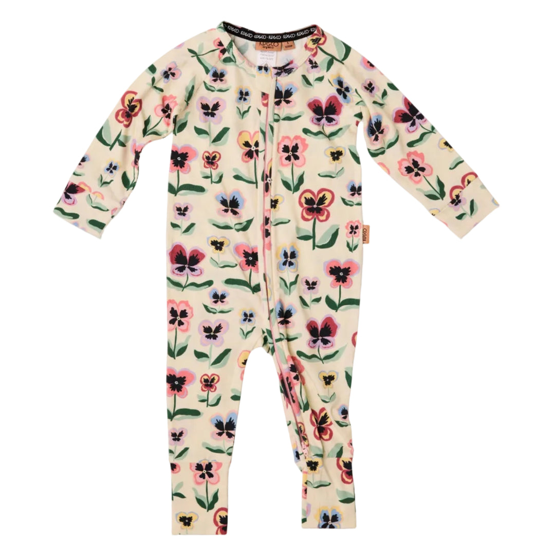 Kip & Co Pretty Pansy Organic Long Sleeve Zip Romper