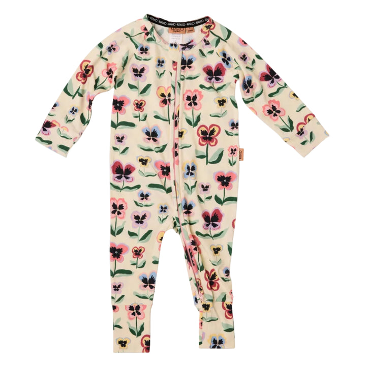 Kip & Co Pretty Pansy Organic Long Sleeve Zip Romper