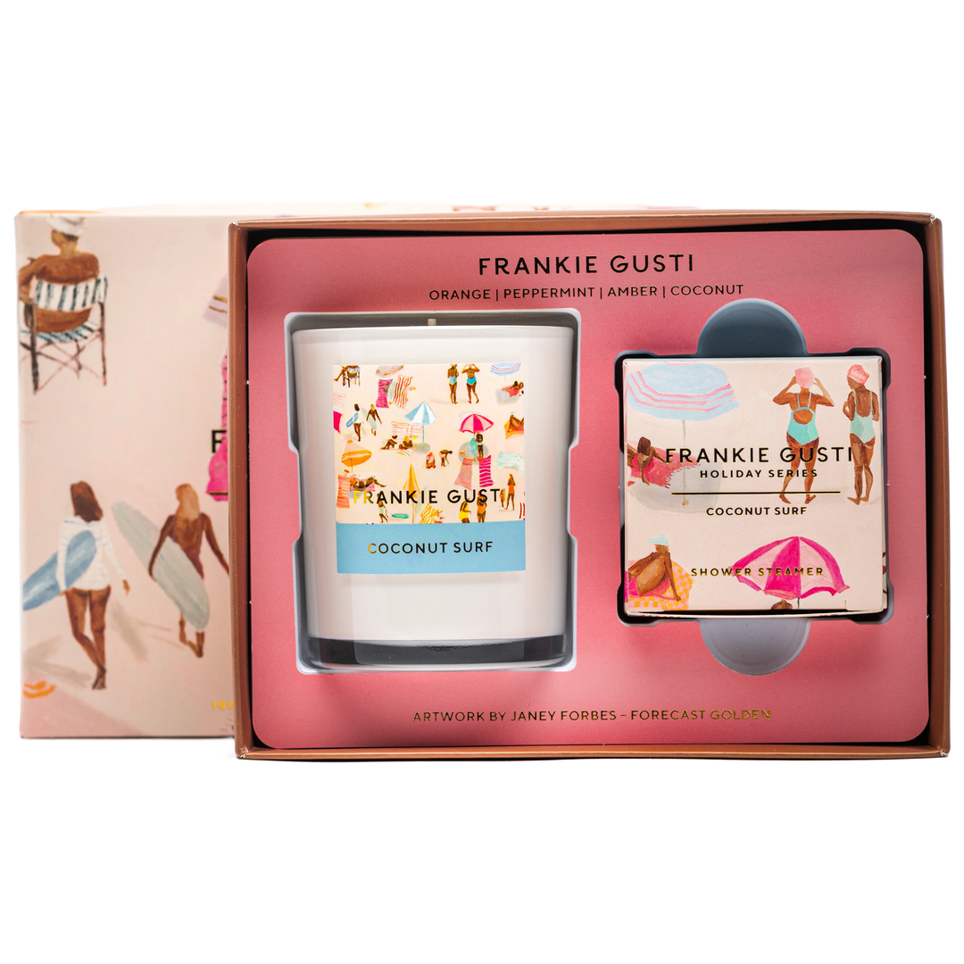 Frankie Gusti Holiday Series Candle + Steamer Duo - Coconut Surf