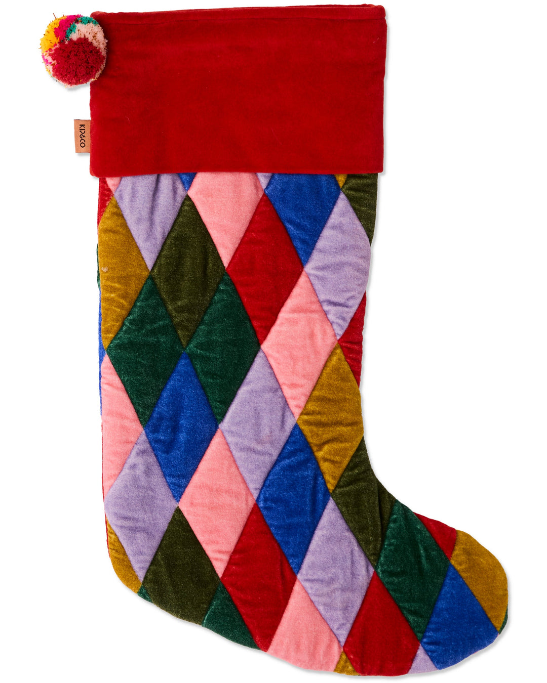 Kip & Co Jolly Christmas Harlequin Velvet Stocking