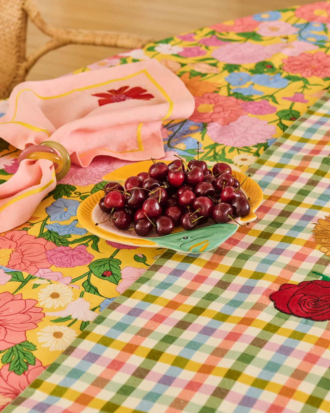 Kip & Co Sweet Flowers Tartan Table Runner