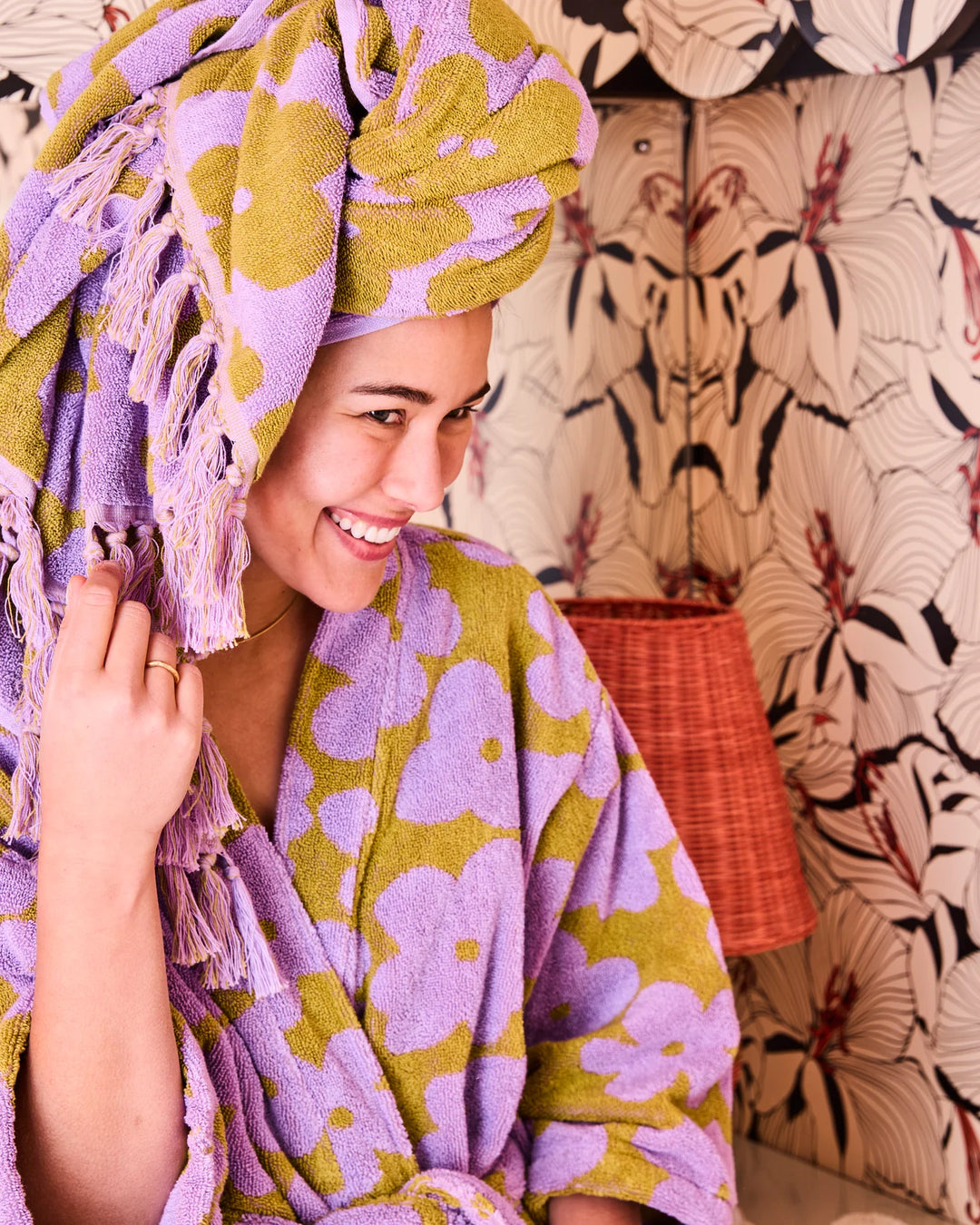 Kip & Co Big Flower Terry Bath Robe