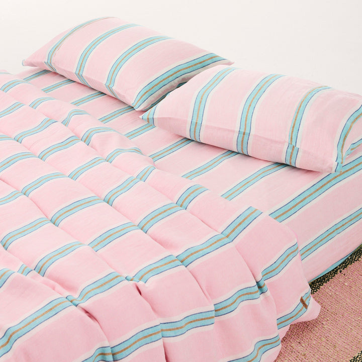 Kip & Co Tickled Pink Stripe Linen Pillowcases