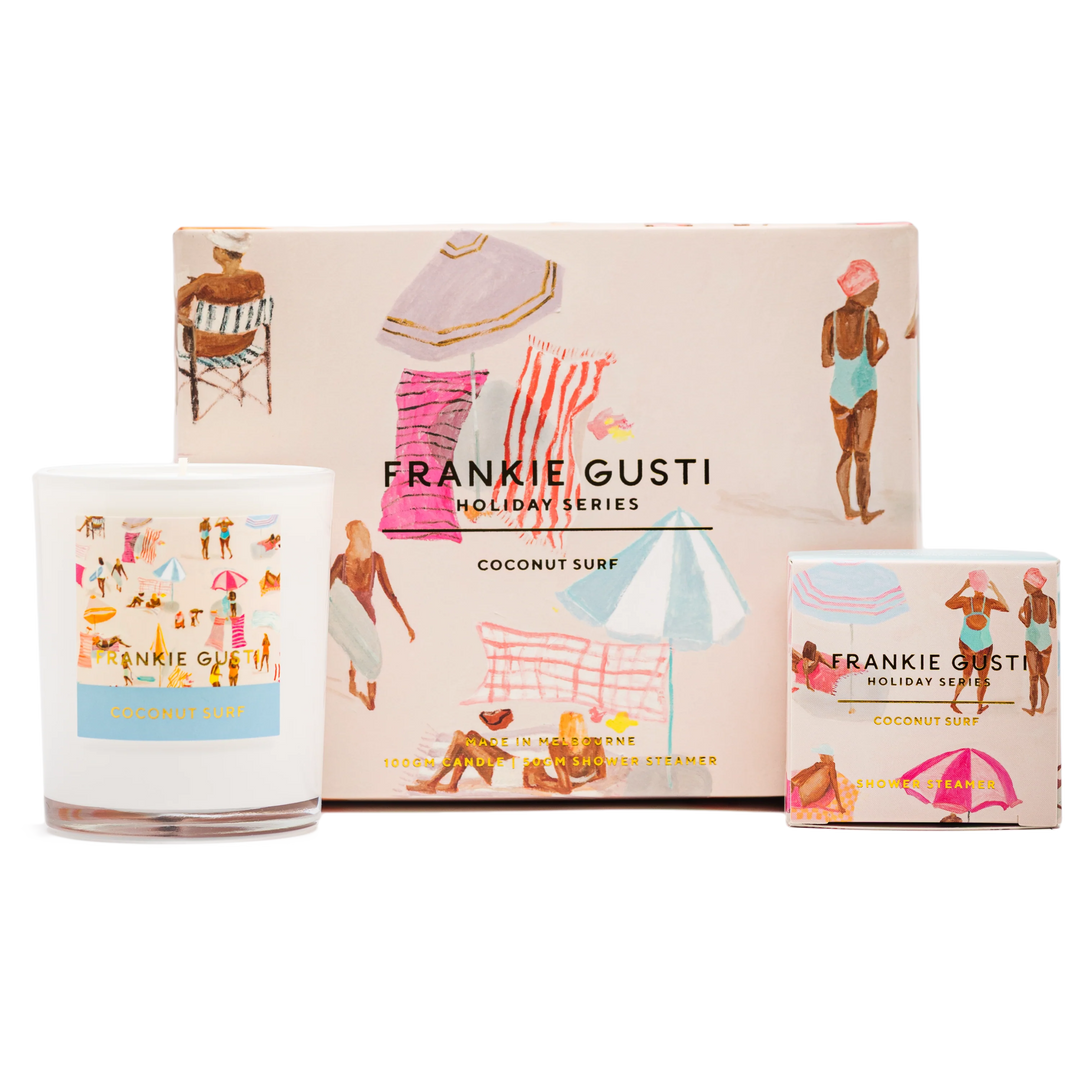 Frankie Gusti Holiday Series Candle + Steamer Duo - Coconut Surf