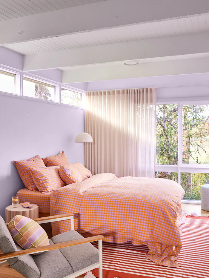 Mosey Me Kumquat Bloom Seersucker Fitted Sheet