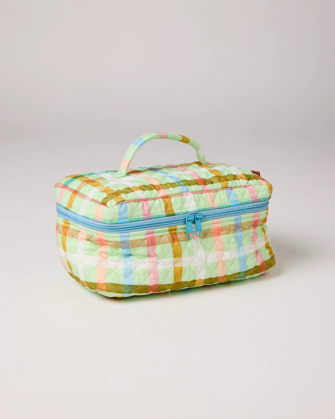 Kip & Co Candy Check Mint Quilted Cotton Toiletry Case