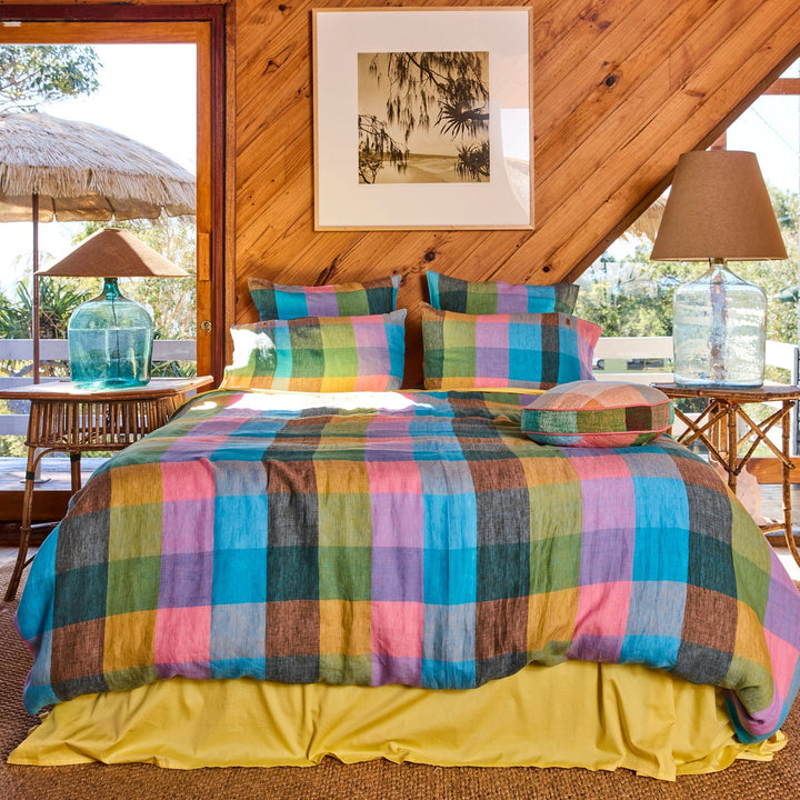 Kip & Co Sorbet Tartan Linen Pillowcases
