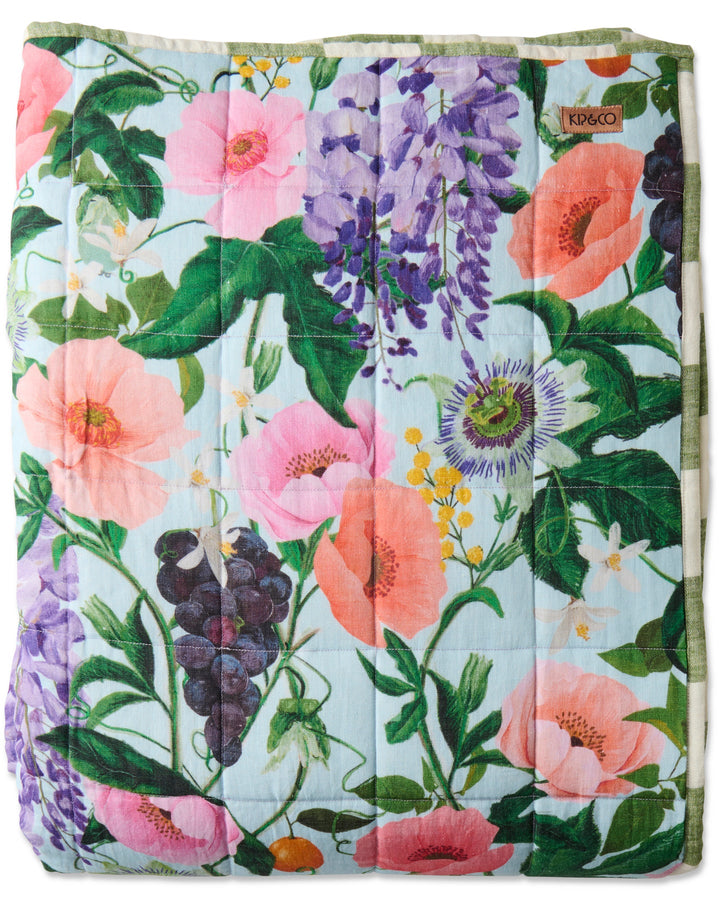 Kip & Co Spring In The Air Reversible Linen Quilted Bedspread