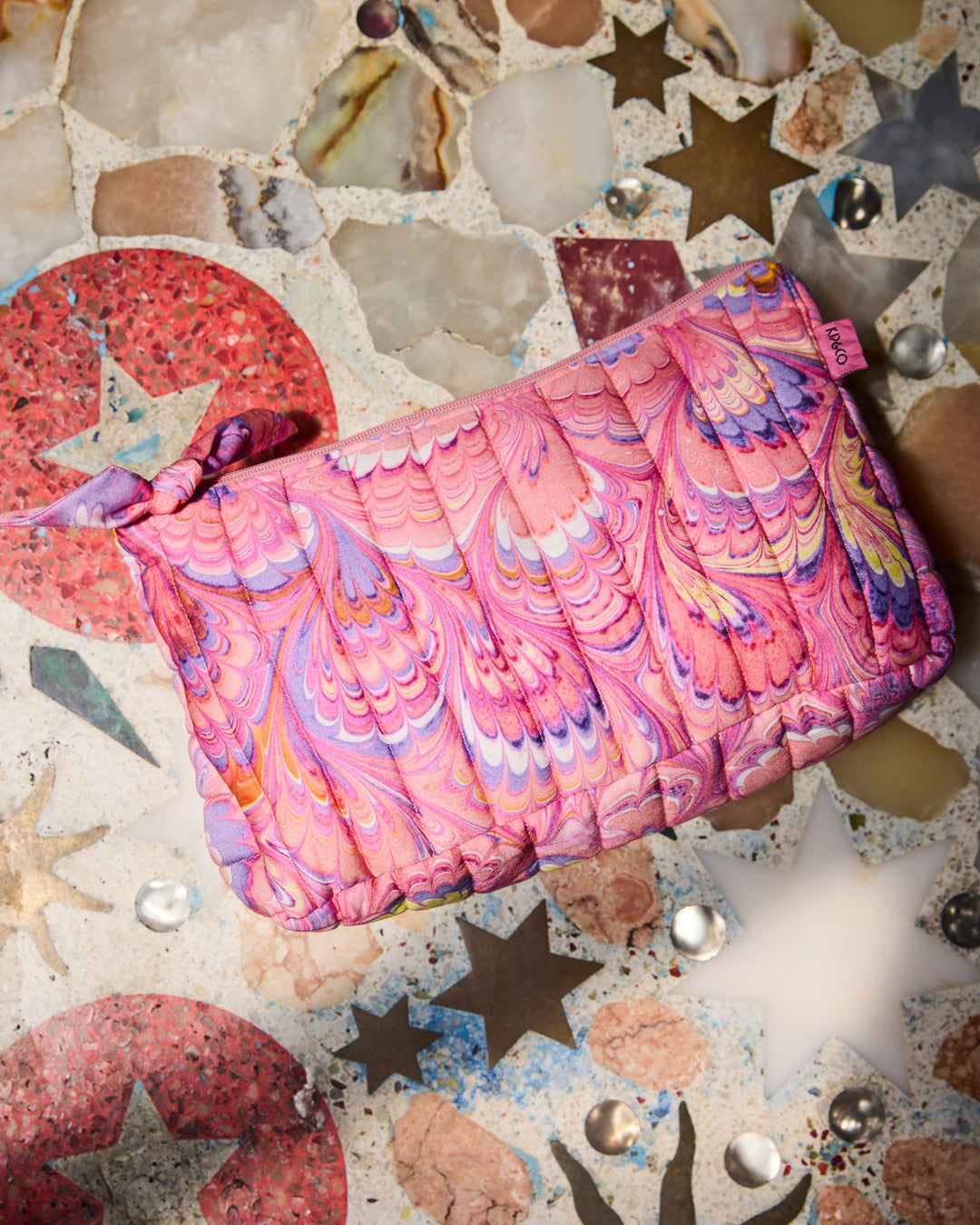 Kip & Co x Romance Was Born Cosmic Marble Quilted Cotton Toiletry Purse
