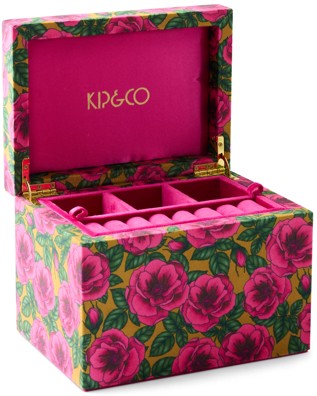 Kip & Co Golden Peony Velvet Jewellery Box