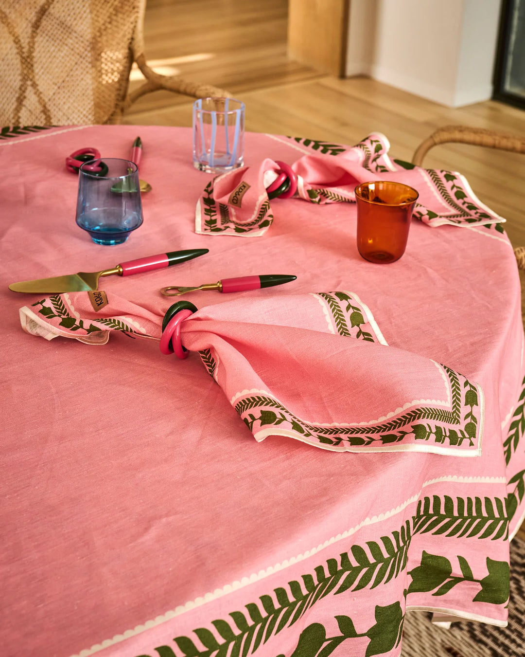 Kip & Co Flower Chain Embroidered Tablecloth