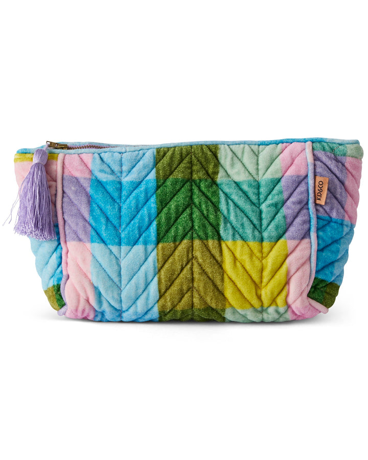 Kip & Co Sorbet Tartan Velvet Toiletry Bag