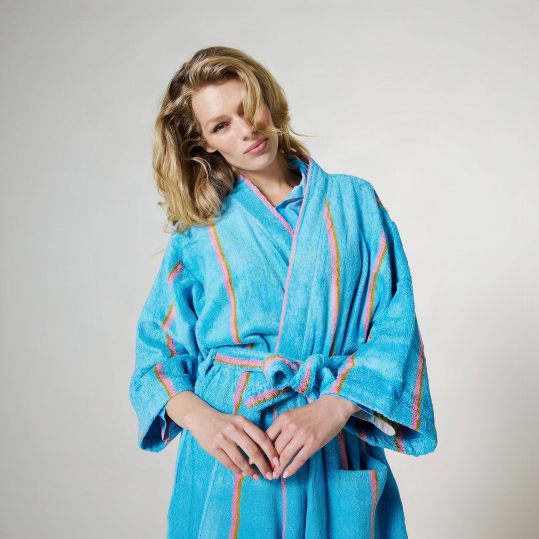 Kip & Co Aegean Stripe Bamboo Terry Bath Robe