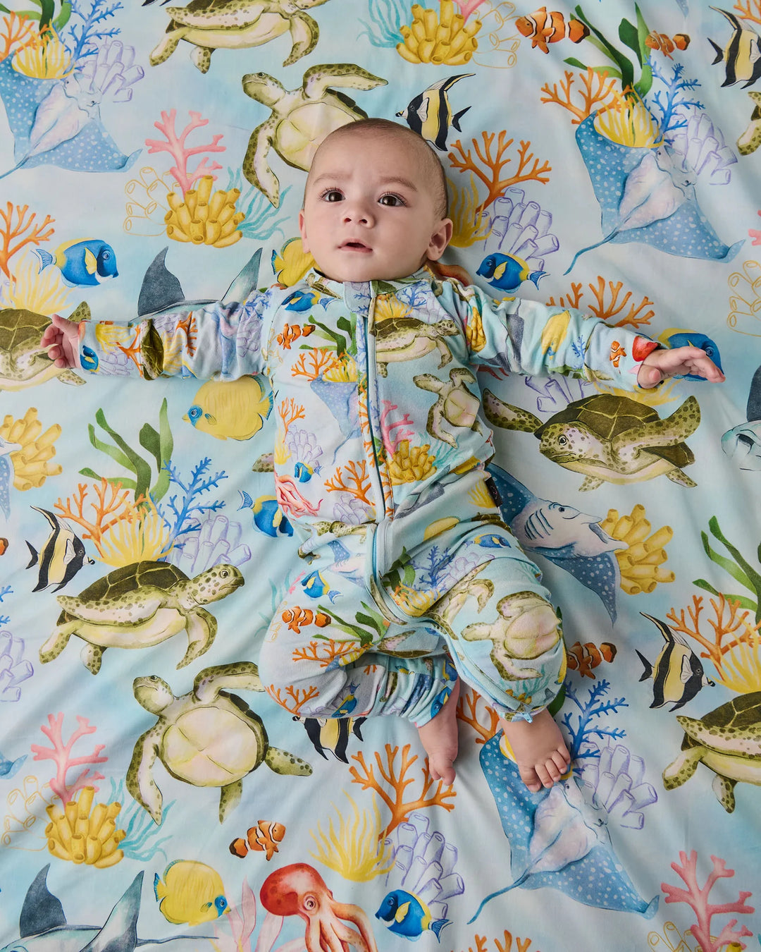 Kip & Co Reef Life Organic Long Sleeve Zip Romper