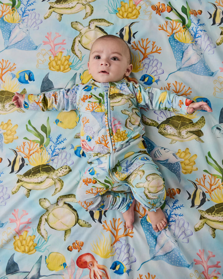 Kip & Co Reef Life Organic Long Sleeve Zip Romper