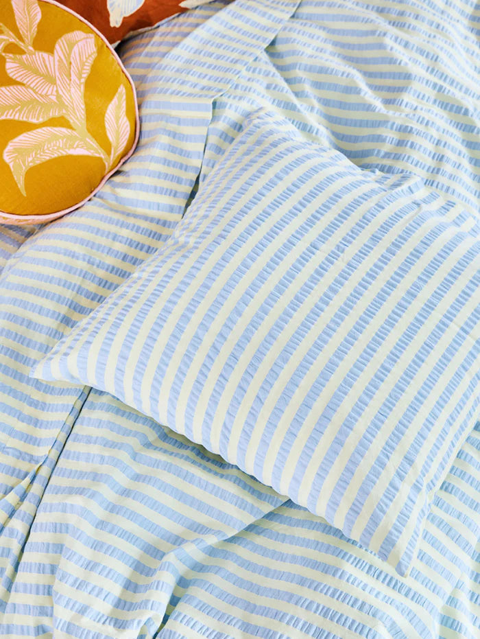Mosey Me Butter Blue Seersucker Fitted Sheet