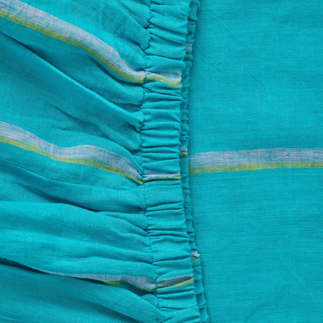 Kip & Co Aegean Stripe Linen Fitted Sheet