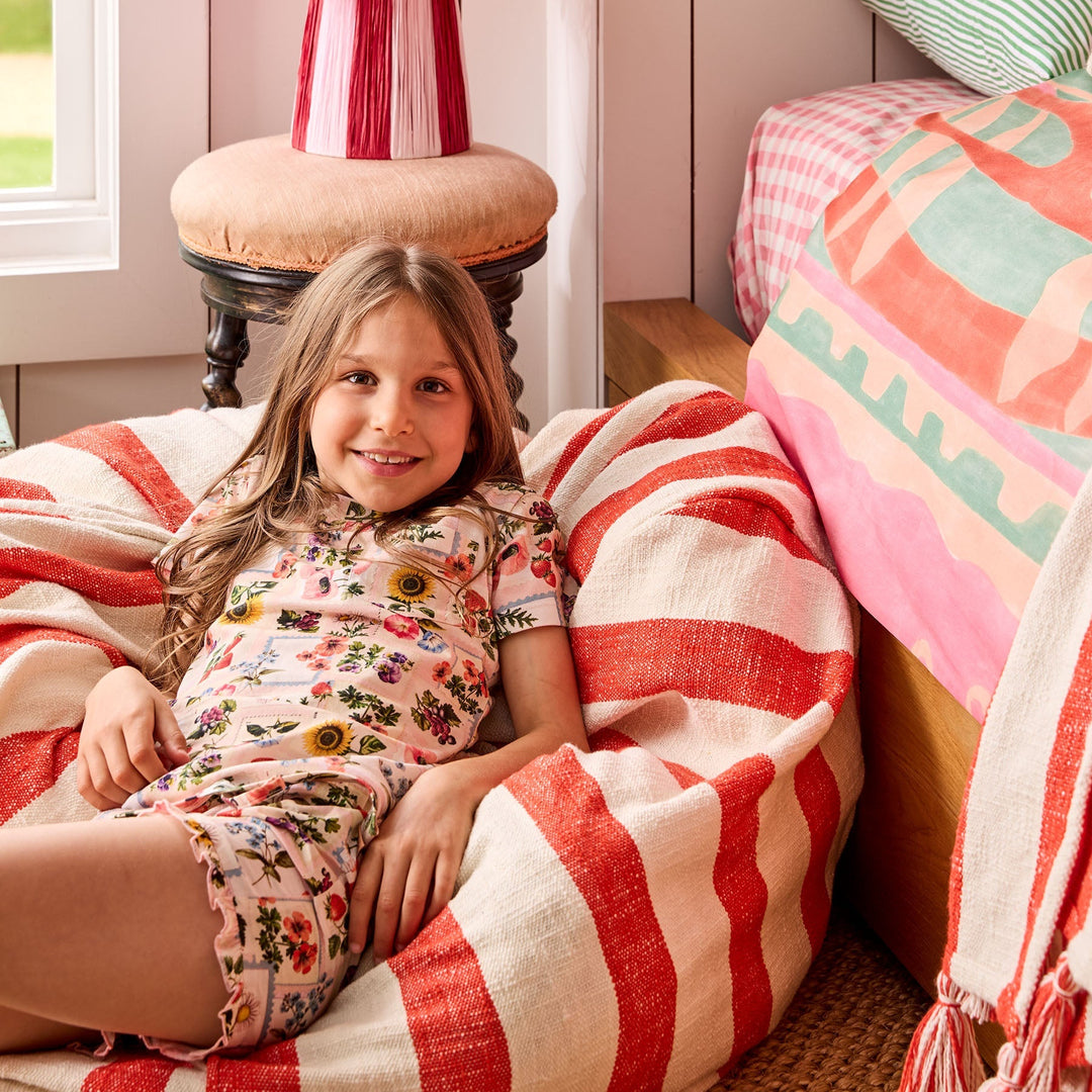 Kip & Co Roma Red Stripe Woven Beanbag