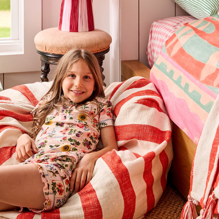 Kip & Co Roma Red Stripe Woven Beanbag