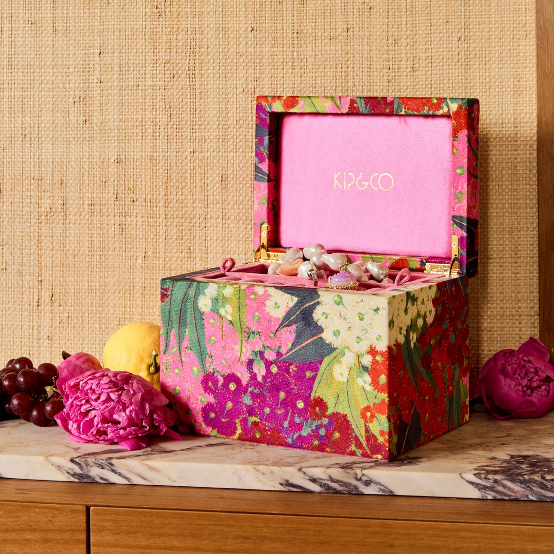 Kip & Co Australian Bush Blossom Velvet Jewellery Box