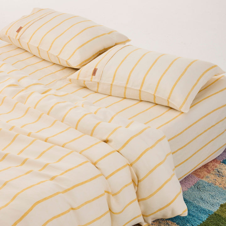 Kip & Co Popcorn Stripe Linen Fitted Sheet