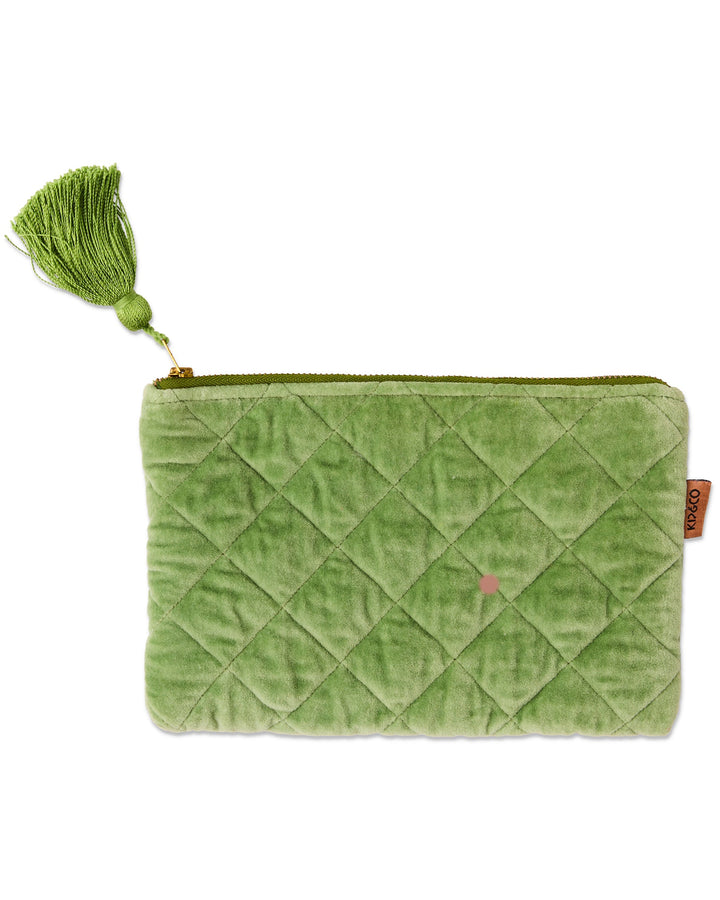 Kip & Co Pesto Velvet Cosmetics Purse