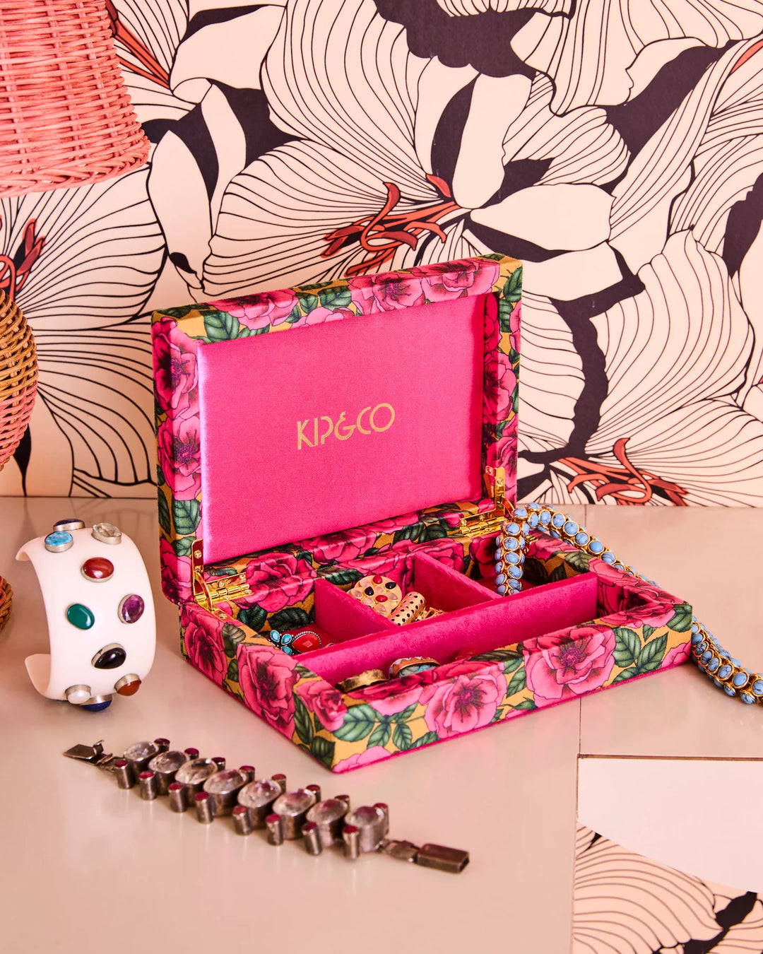 Kip & Co Golden Peony Velvet Jewellery Box Small