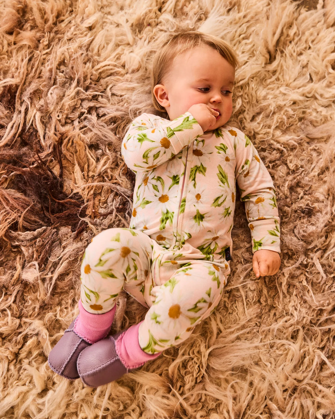 Kip & Co Sweet Daisy Organic Long Sleeve Zip Romper
