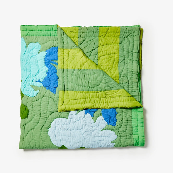 Bonnie & Neil Floral Appliqué Green Bedspread