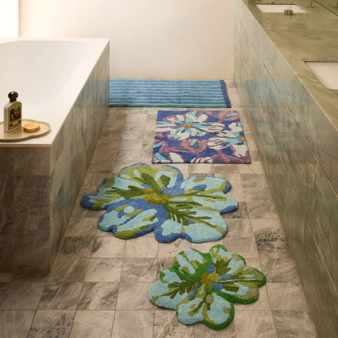 Bonnie & Neil Dutch Floral Blue Bath Mat