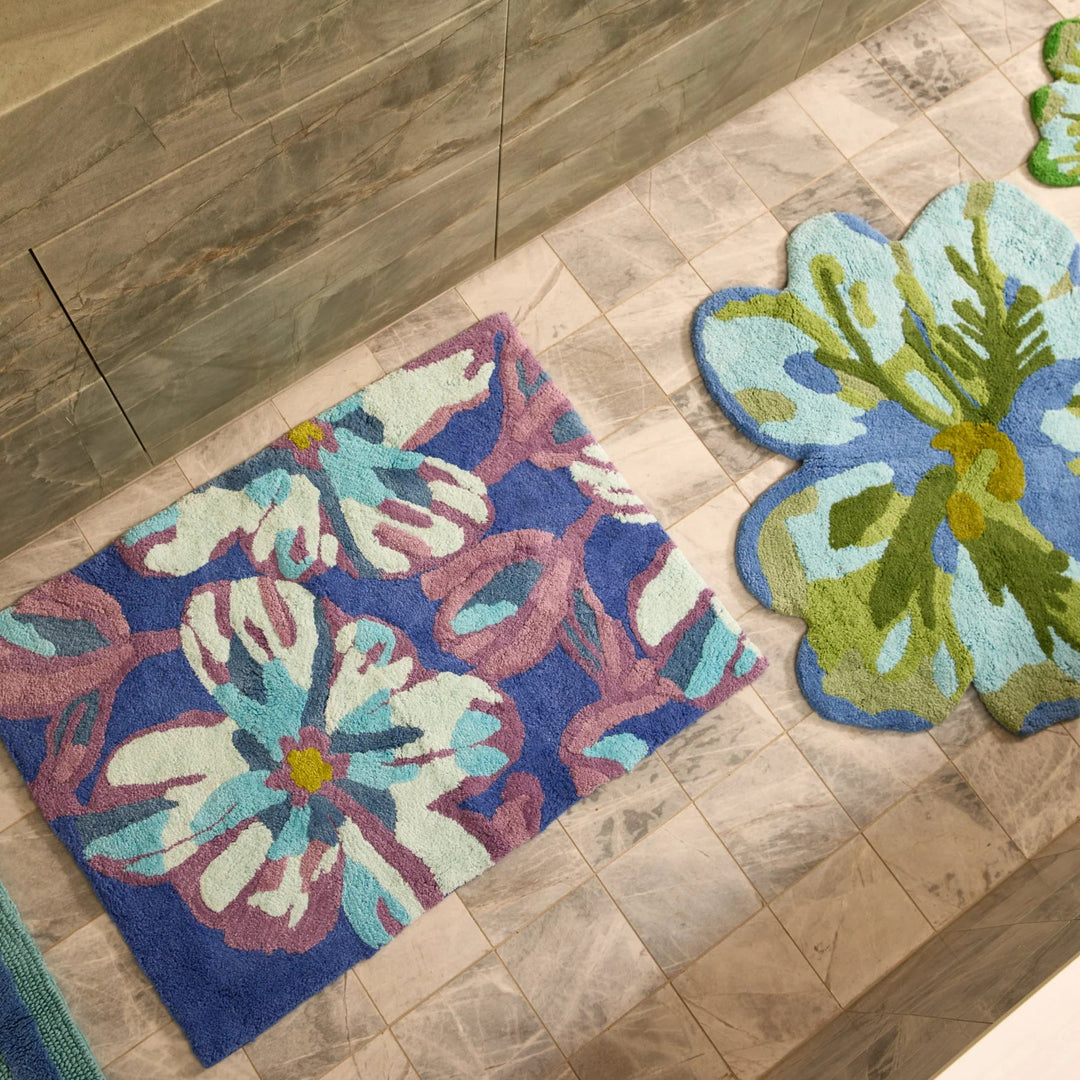 Bonnie & Neil Dutch Floral Blue Bath Mat