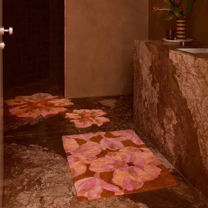 Bonnie & Neil Dutch Floral Pink Bath Mat